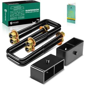 YHTAUTO 2 inch Rear Leveling Lift Kit, Extended Square U-Bolts & Lift Blocks w/Hardware Kit Compatible with Toyota & Nissan Models, RWD/4WD, 6 lug Only, Suspension Leveling Kit Set of 6