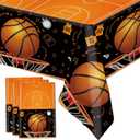 MEHOFOND 3 Pack Basketball Tablecloth, Disposable Plastic Birthday Table Cloth Rectangle 54x108 inch, Table Cover for Sports Themed Party Supplies Decorations