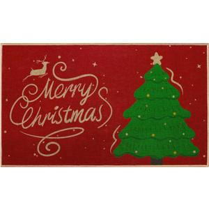 EOGOW Christmas Rug, Christmas Kitchen Bathroom Rugs, Non-Slip Rubber Backing Christmas Tree Design Outdoor Mat, Machine Washable, Low-Pile Rug, Winter Home Decor Floor Mat for Indoor Outdoor, 17" x 29"