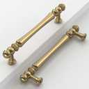 10 Pack 5"(128mm) Hole Center Brushed Brass Cabinet Pulls, Brass Kitchen Cabinet Handles, Retro Drawer Pull,Cupboard Handles,Bathroom Handle, Vanity Pulls
