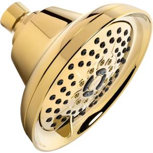 Massage Shower Head With Mist - High Pressure Boosting, Multi-Function, Massaging Rainfall Showerhead For Low Flow Showers & Adjustable Water Saving Nozzle, 2.5 GPM - Polished Brass