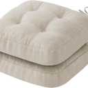 Chair Cushions for Dining Chairs, Dining Chair Cushions, Tufted Indoor Chair Pads with Ties & Non Slip Backing, Seat Cushions for Kitchen Chairs 16.5 x 16.5 x 3.5, Set of 2, Beige