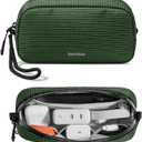 tomtoc Electronics Organizer Travel Case Performance, Water Resistant Bag Cable Tech Pouch Accessories, Carry Storage for Cord, Phone, Cables, Airpods, USB Flash Drive, Daily Items (Small, Green Plaid)