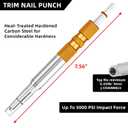 Trim Nail Punch with Retaining Clip, 7.56 Inch Nail Punch for Finish Protection, Ideal Carpentry Tool
