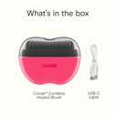 Conair Cordless Heated Brush, Portable Ceramic Ionic Smoothing Brush for Frizz Control & Shine, Rechargeable, 2 Heat Settings, Travel-Friendly Styling Tool with Protective Cover, Hot Pink & Black