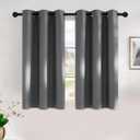 NICETOWN Grey Kitchen Blackout Short Curtain Panels for Bedroom, 45 Inch Long Thermal Insulated Grommet Top Blackout Draperies and Drapes (2 Panels, W42 x L45 -Inch, Grey)