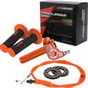 JFG RACING Motorcycle Throttle Assembly,7/8" 22mm Twist Throttle Grips With Rotating Shaft Throttle Cable CNC Universal For CRF50 KLX SSR TTR 110 125 150 200 250cc Dirt Pit Bike ATV Mini Bike Orange (Gear Style)