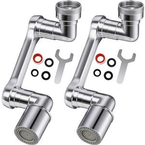 1080 Swivel Faucet Extender, 2 PCS Sink Aerator Attachment with Dual Spray Modes, Rotatable Robotic Arm for Kitchen and Bathroom, Splash Filter Extension for Hand, Face, and Hair Washing