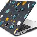 Batianda Case for New MacBook Air 13.6 inch 2025 M4 2024 2022 Release Model A3240 A3113 M3 A2681 M2, Designed Protective Hardshell Keyboard Cover and USB-C OTG Adapter, Cartoon Spaceship