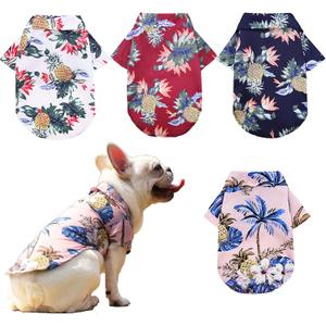Pack of 4 Hawaiian Dog Shirt Summer Breathable Pet Clothes Dog Sweatshirts Cool Coconut Tree Pineapple Beach Dog Shirts for Small Medium Large Dog Cat Boy Girl Cute Dog Polo Apparel (XL)