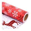 Linelglobal Reversible Red Christmas Wrapping Paper - Small Roll, Xmas Gift Wrap Two Side Printing 30" x 390"