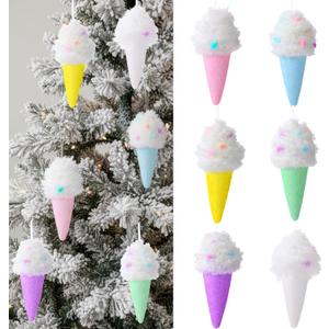 6 Pcs Ice Cream Ornaments Hanging Candy Gift Macaron Sweet Dessert Foam Pendant for Valentines Day Easter Decor Birthday Party Supplies