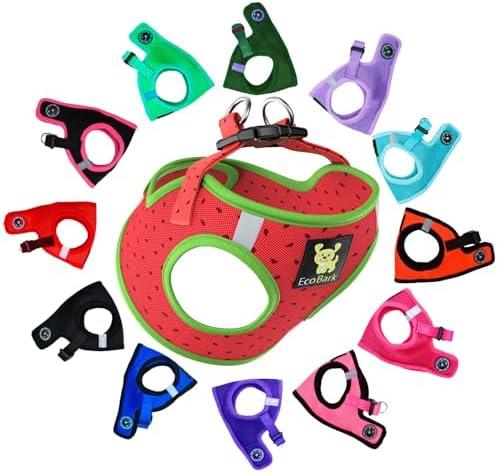 EcoBark Dog Harness - Luxury Step in Dog Harnesses in Watermelon Pattern - Soft & Secure Halter Vest S