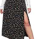 Floerns Women's Boho Floral High Waist Split A Line Midi Skirt, 3X-Large Plus