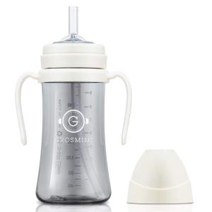 GROSMIMI Spill Proof no Spill Magic Sippy Cup with Straw with Handle for Baby and Toddlers, Customizable, PPSU, BPA Free 10 oz (White)