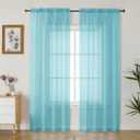 Gwine Sheer Curtains 84 Inches Long - Light Filtering Rod Pocket Window Curtain Panels for Bedroom, Elegant Soft Voile Living Room Sheer Drapes, Each 42Wx84L, 2 Panels, Aqua