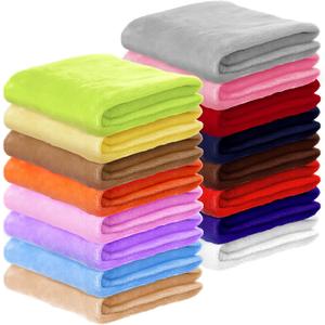 Kinlop 16 Pcs Fuzzy Baby Blankets Bulk, 39 x 27 Inch Soft Kid Blankets, Cozy Lightweight Warm Fleece Throw, for Spring Summer Infant Toddler Girls Boys, Crib Preschool Bedding (Bright Color)