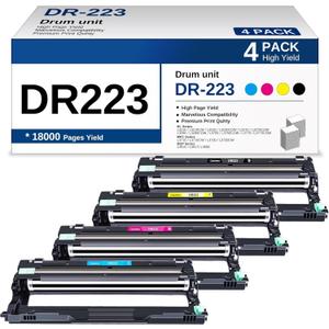 DR223CL Compatible Drum Unit Replacement for Brother DR223CL DR-223CL DR223 compatible with Brother MFC-L3770CDW MFC-L3750CDW HL-L3270CDW HL-L3290CDW HL-L3230CDW (Black, Cyan, Magenta, Yellow, 4 Pack)