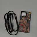 HOGGU Compatible with iPhone 16 Pro Max Case with Card Holder [RFID Blocking], Zipper Purse, Crossbody Strap, Magnetic Closure Flip Floral Leather Corners Protective Cover Case, Mandala