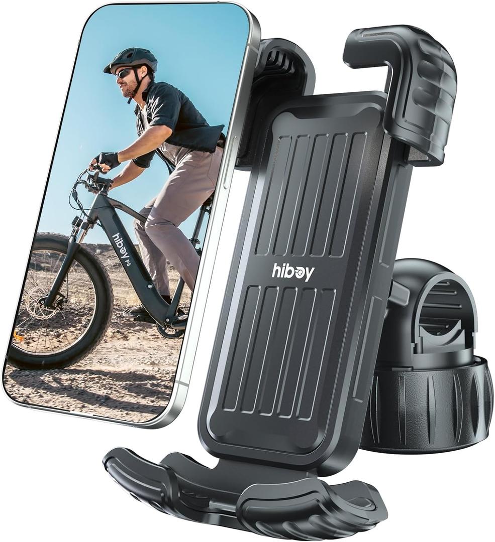 Hiboy Bike Phone Holder, 360 Rotation Adjustable Motorcycle Phone Mount,Bicycle Scooter Handlebar Phone Clip for 5.1" - 6.8" Smartphones