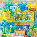 Sponge Birthday Decorations Kit - 153Pcs Under the Sea Party Supplies with Balloon Arch, Backdrop & Video Guide - All-in-One Vibrant Decor for Kids & Teens Birthday, Easy No-Stress Setup, 5.9ft backdrop