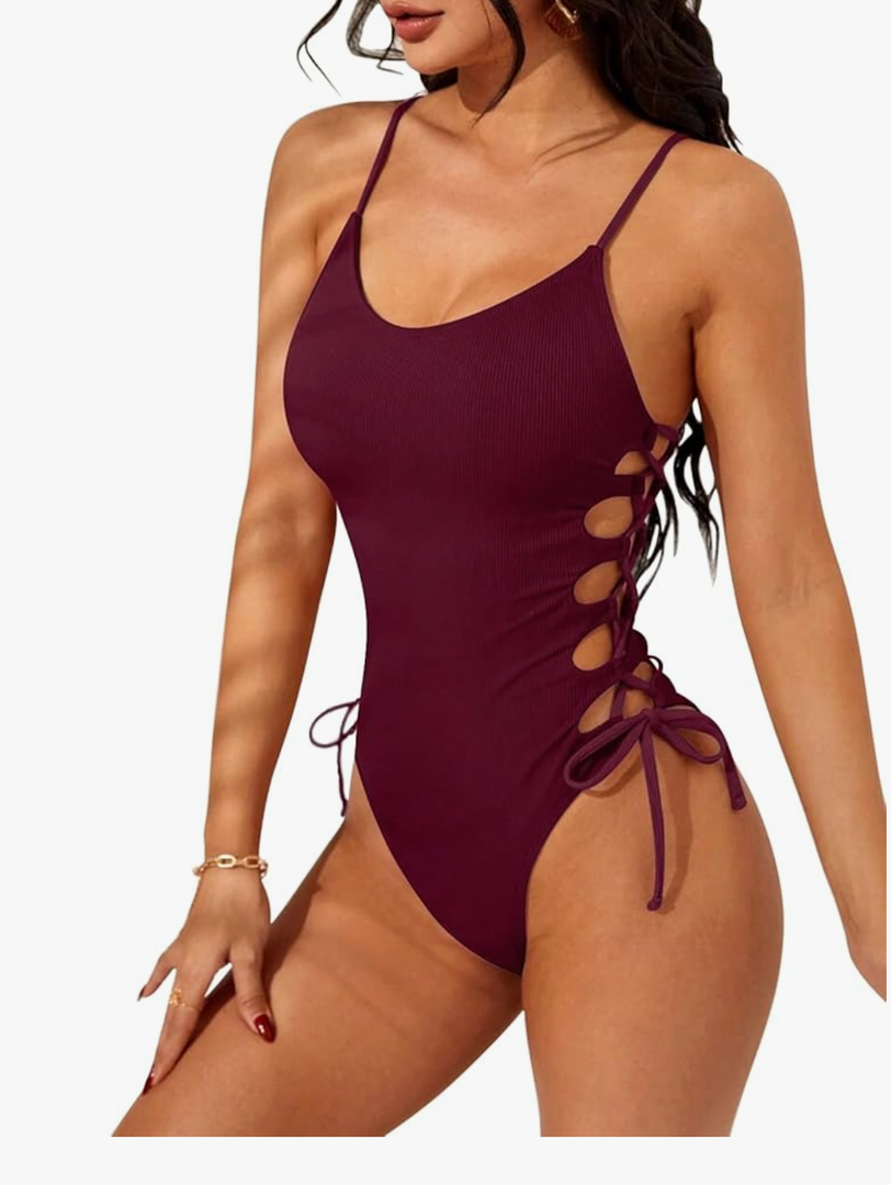 Narecte One Piece Swimsuit Women Bathing Suit Sexy High Cut Women's One-Piece Swimsuits Monokini One Piece Bathing Suit size M