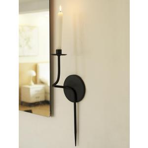 17" Black Wall Candle Holder Set of 2 Taper Candle Sconces Set of Two for Living Room, Dining Room, Bedroom Fireplace Wall Decoration