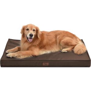 Outdoor All Weather XL Dog Bed, Waterproof Dog Bed for Extra Large Dogs, Orthopedic Egg Crate Foam Pet Bed with Removable Washable Oxford Cooling Cover, 44x32 Inch, Brown