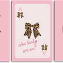3 PCS Pink Cheetah Canvas Wall Art Pink Bow Painting Poster Fashion Leopard Wall Decor Cheetah Bow Pictures for Girls Living Room Bathroom Bedroom Home Decoration 12*16 in ( Stretched Canvas on A Wooden Frame)