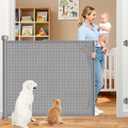 71 Inch Retractable Baby Gates Extra Wide, 41 Inch Reinforced Extra Tall Mesh Safety Gate for Kids Pets, Retractable Dog Gate Baby Retractable Gate for Stair Hallways Doorway Indoor Outdoor, Gray