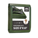RAINDEWAY Tarps 8x10 Feet,Tarp Waterproof,9Mil Thick,Finished Size,Multipurpose Poly Tarp Cover with Metal Grommets and Reinforced Edges,Green/Black Tarpaulin