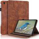 Portfolio Cover for Galaxy Tab A7 10.4 Inch, Unique Tree Design with Card Slots, Slim and Lightweight, Precise Cutouts Tablet Case Compatible with Samsung Galaxy Tab A7 SM-T500 T505 T503 T509 Brown