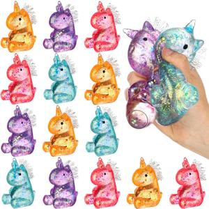 Meooeck 12 Pcs Unicorn Stress Relief Toys Stress Balls for Adult Mini Animal Squeeze Cute Fidget Toys Fun for Birthday Party Office Christmas Stocking Stuffer Gift ADHD Autism Anxiety