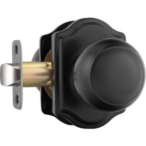 Goldenwarm Matte Black Passage Door Knobs, Closet Door Knobs Interior for Closet & Hallway, Black Closet Door Knob with Arched Plate 1 Pack