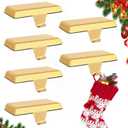 Set of 6 Metal Christmas Stocking Holders for Mantle Heavy Duty Stocking Hangers Stocking Hook Christmas Ornaments for Counter Tables Window Fireplace Mantle Decoration(Gold)