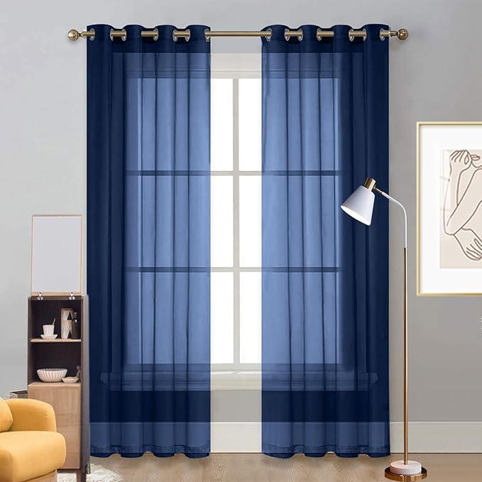 Window Treatments Volile Curtain for Bedroom 50 x 70 cm Black Out Thermal, Room Darkening for Bedroom Living Room Curtain Thermal Curtains for Bedroom, Kitchen, Nursery, Navy Blue