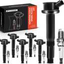 A-Premium Ignition Coils and Spark Plugs Kits Compatible with Ford Fusion 2006-2012, Escape 2009-2012 & Lincoln Zephyr 2006 & Mercury Mariner 2009-2011, Milan 2006-2011, 3.0L 6-PC Set