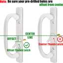 Patio Sliding Glass Door Handle Set with Mortise Lock 45 Keyway, Keyed Offset Position Zinc Diecast I/E Pull Handles, Fits 3-15/16" H.C., 1-3/8" to 2-1/4" Thick Doors, Non-Handed, White