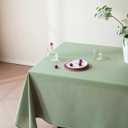 Sage Green Linen Table Cloths for 6 Foot Rectangle Tables Farmhouse Neutral Tablecloth Rectangular Kitchen Decoration Dining Table Cover Washable Water Resistant 60x102
