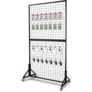 NectaCol 1 Pack 3'x 6' Two-Double Gridwall Panel Display Racks with Sturdy T-Base, Black Grid Wall Panels Display Stand, Display Rack Craft Show, Art Display Stand