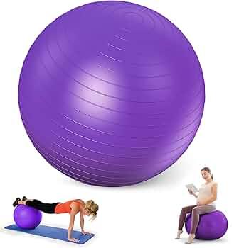 Trideer Extra Thick Yoga Ball Exercise Ball,  Gym Ball, Heavy Duty Ball Chair for Balance, Stability, Pregnancy, Quick Pump Included 23-26 in