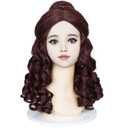 Wiggy Mermaid Brown Princess Wig with Bun Long Curly Wig + Cap for Halloween Costume Cosplay