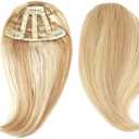Clip In Hair Side Face Bangs Extension Fringe Bangs With 3 Clips Remy Human Hair Clip On Front Side Temple For Women (P27-613#)