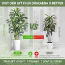 Realistic Artificial Indoor Plant Tree - Tall Fake Dracaena Potted Plant for Home Office Decor, Living Room & Bedroom - Lifelike Faux Plant Tree with Pot-Palm(White, 6FT)