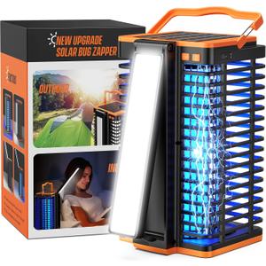 Bug Zapper for Indoor Outdoor, Solar-Powered Mosquito Trap, Cordless Rechargeable 4200V Mosquito Killer with 4000mAh Battery, Built-in Reading Lamp, Ideal for Home, Patio, Camping, and Backyard