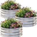 AHEONLAR 3Pack 2x2x1 ft Round Galvanized Raised Garden Bed Kit Round Metal Flower Box Large Planter Raised Beds Outdoor Garden for Planting,Fruit,Herb-Sliver