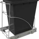 Tanamu Pull Out Trash Can Under Cabinet & Under Sink - Heavy Duty Sliding Adjustable Cabinet Garbage Can Organizer, 35qt Roll-Out Kitchen Rack with Chrome Finish (Waste Bin Not Included)