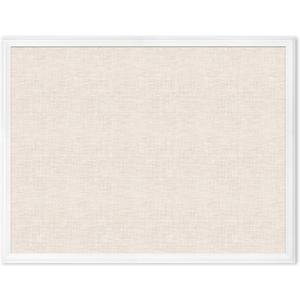 U Brands Farmhouse Linen Bulletin Board, 40" x 30", White Wood Style Frame, Industrial Grade Pinning Surface