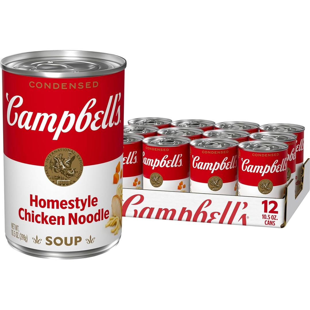 Campbells Condensed Homestyle Chicken Noodle Soup, 10.5 Ounce Can (Pack of 12) (EXP 03/21/27)