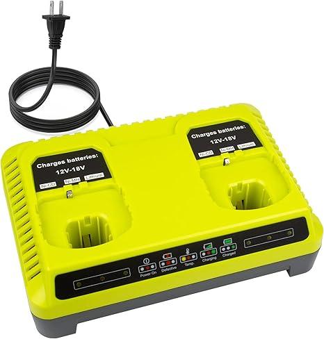 2 Ports P117 Replacement Dual Charger for 18V Battery ONE+ P117 P118 12V-18V Max Li-Ion NiCd NiMh Battery